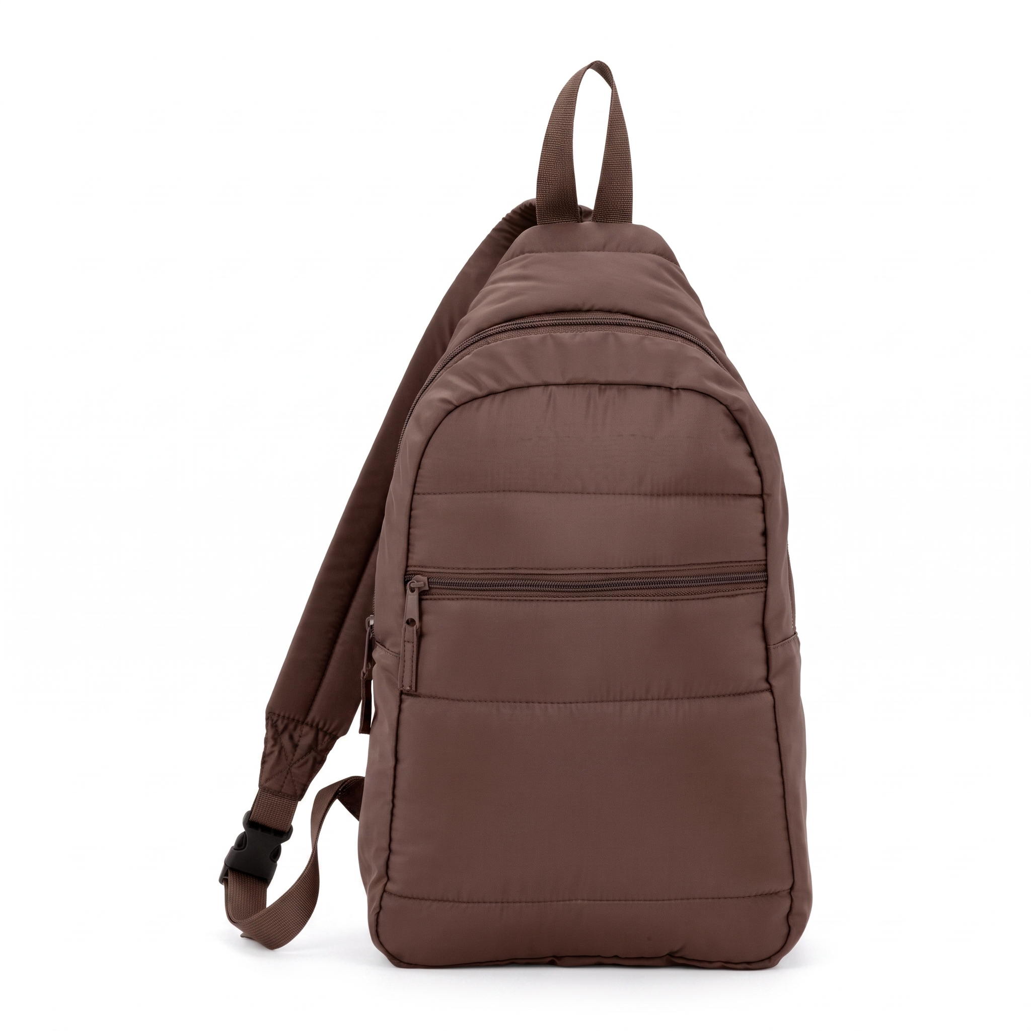 Puffer Recycled Sling Backpack in Chocolate